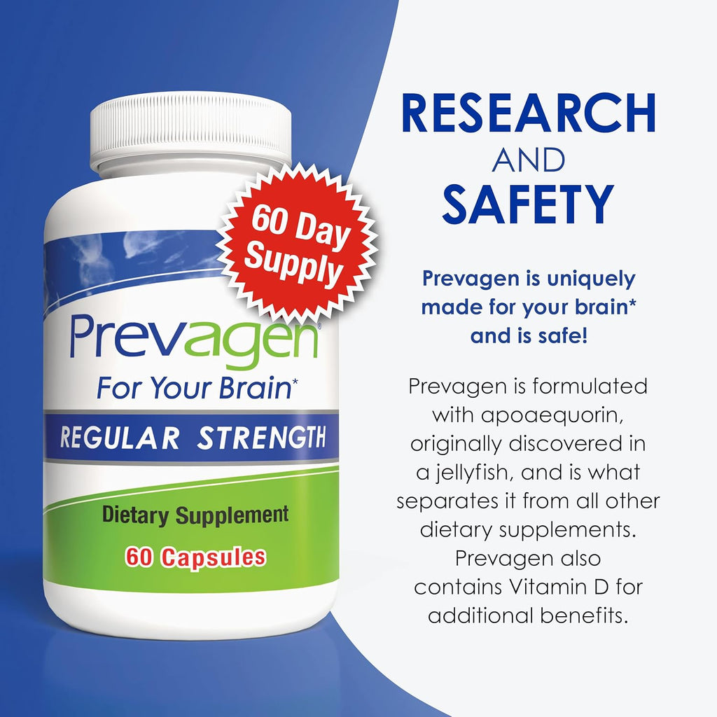 Prevagen Regular Strength - 60 Cápsulas (2 Meses de Suministro) | Suplemento para el Cerebro con Apoaequorina y Vitamina D3