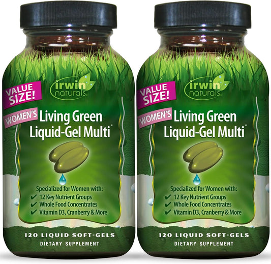 Irwin Naturals Women’s Living Green Liquid-Gel Multivitamins (120 Softgels, 2 Pack)