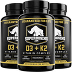 SuperDosing.com Vitamina D3 10.000 UI y K2 1.500 mcg MK-4 (Pack de 3 Botellas)