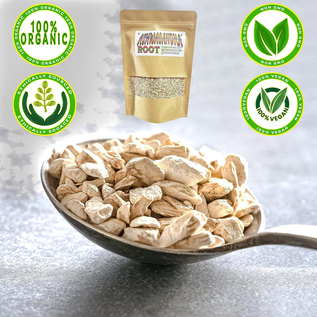 Raíz de Ashwagandha Orgánica | Withania Somnifera | Cultivada en Oregón | 100% Natural y No GMO | 113 g (4 oz)