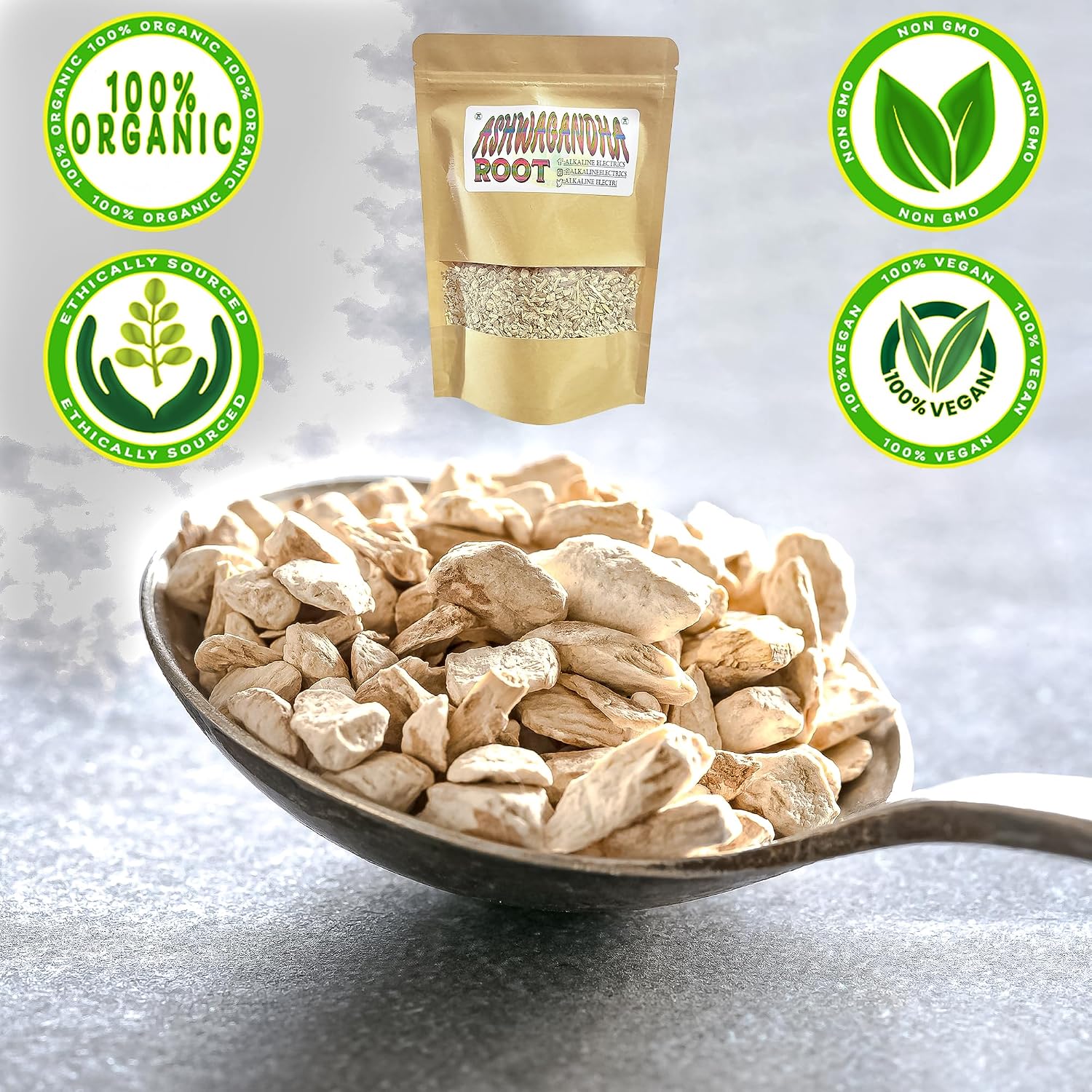 Raíz de Ashwagandha Orgánica | Withania Somnifera | Cultivada en Oregón | 100% Natural y No GMO | 113 g (4 oz)