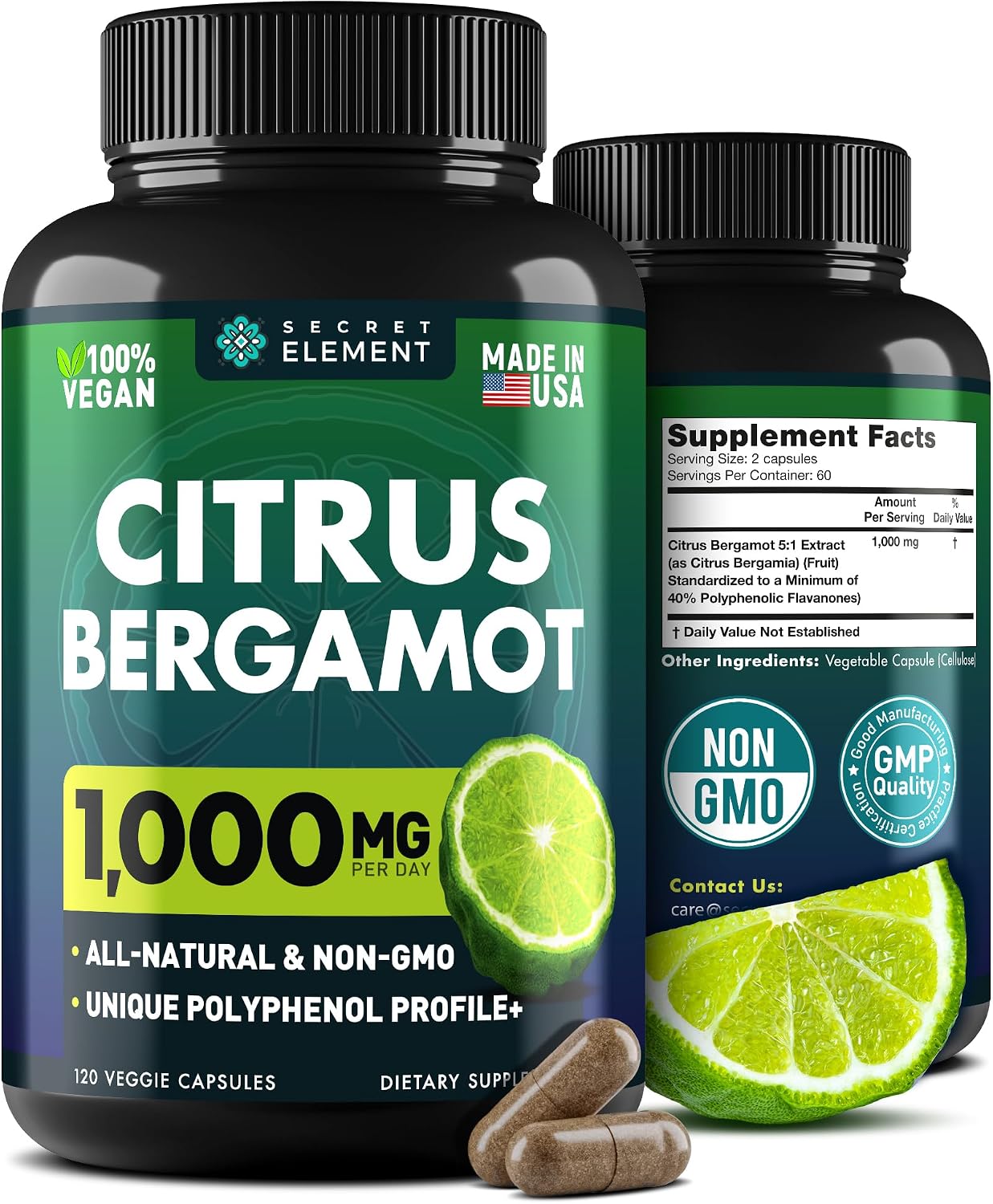 Citrus Bergamot Extract 1000mg - 120 Cápsulas Veganas