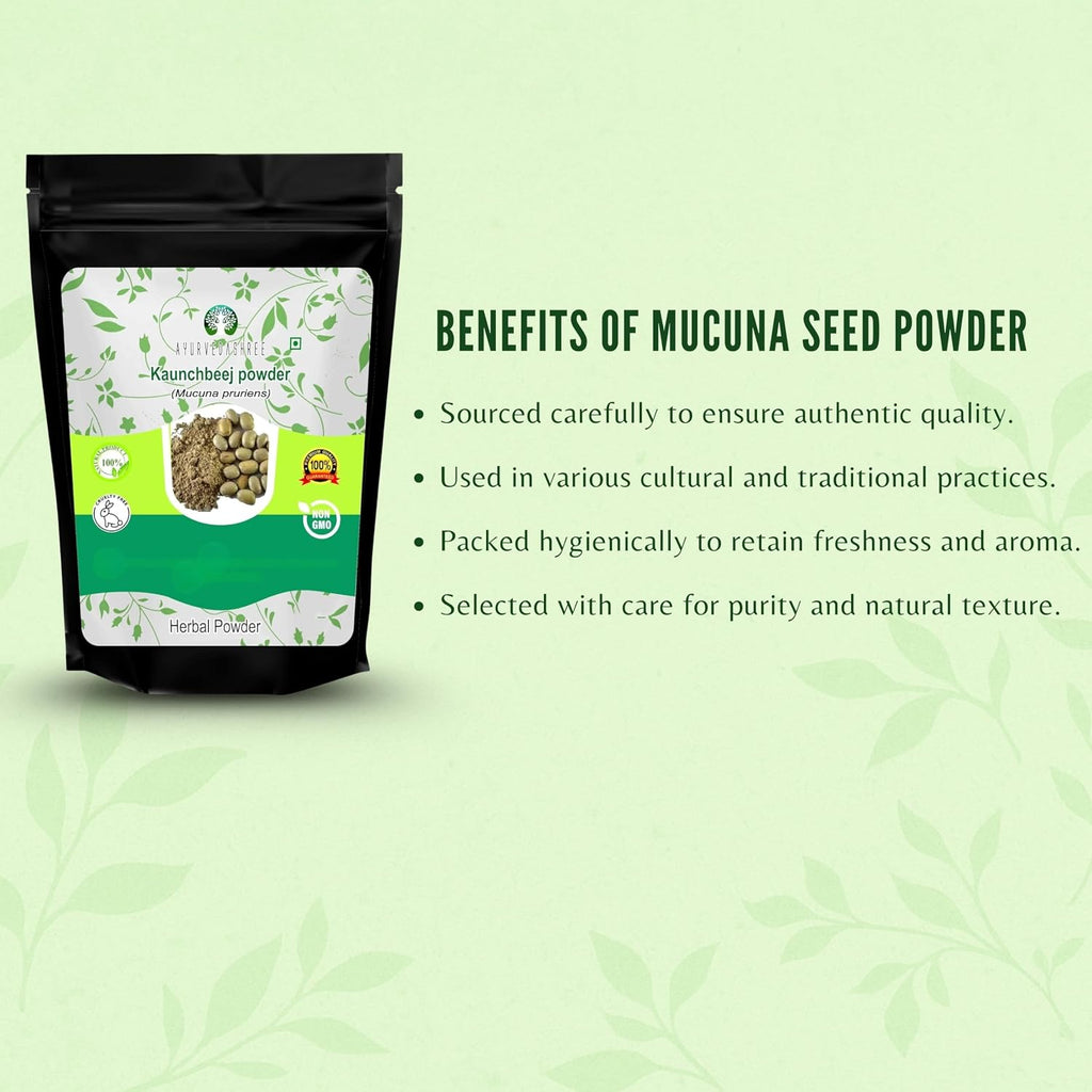 AYURVEDASHREE Mucuna Seed Powder 200g | Kapikacchu | Kaunch Beej