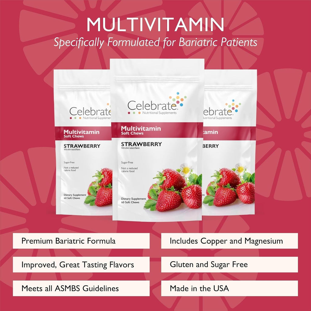Celebrate Vitamins Multivitamínico Bariátrico en Gomitas Blandas - Fresa (180 unidades)