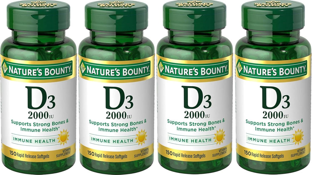 Nature's Bounty Vitamina D3 2000 UI Cápsulas Blandas (Paquete de 4 x 150 cápsulas)