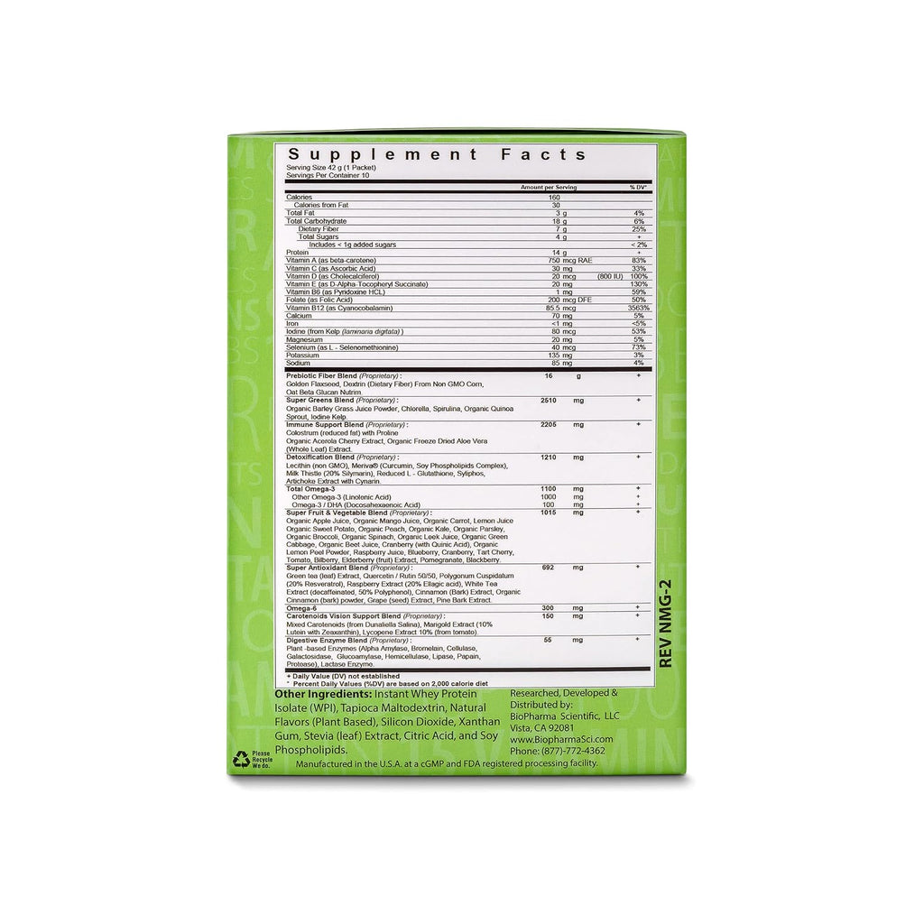 NanoMeal Plant-Based All-in-One Nutrition | Mezcla de Superalimentos | Tropical Fruit Blend | 10 Sobres | Proteína, Verduras y Omega