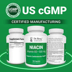 Dr. Berg Niacina de Alta Potencia 500 mg – 125 mg por Cápsula para Construir Tolerancia al Flush – 100 Cápsulas