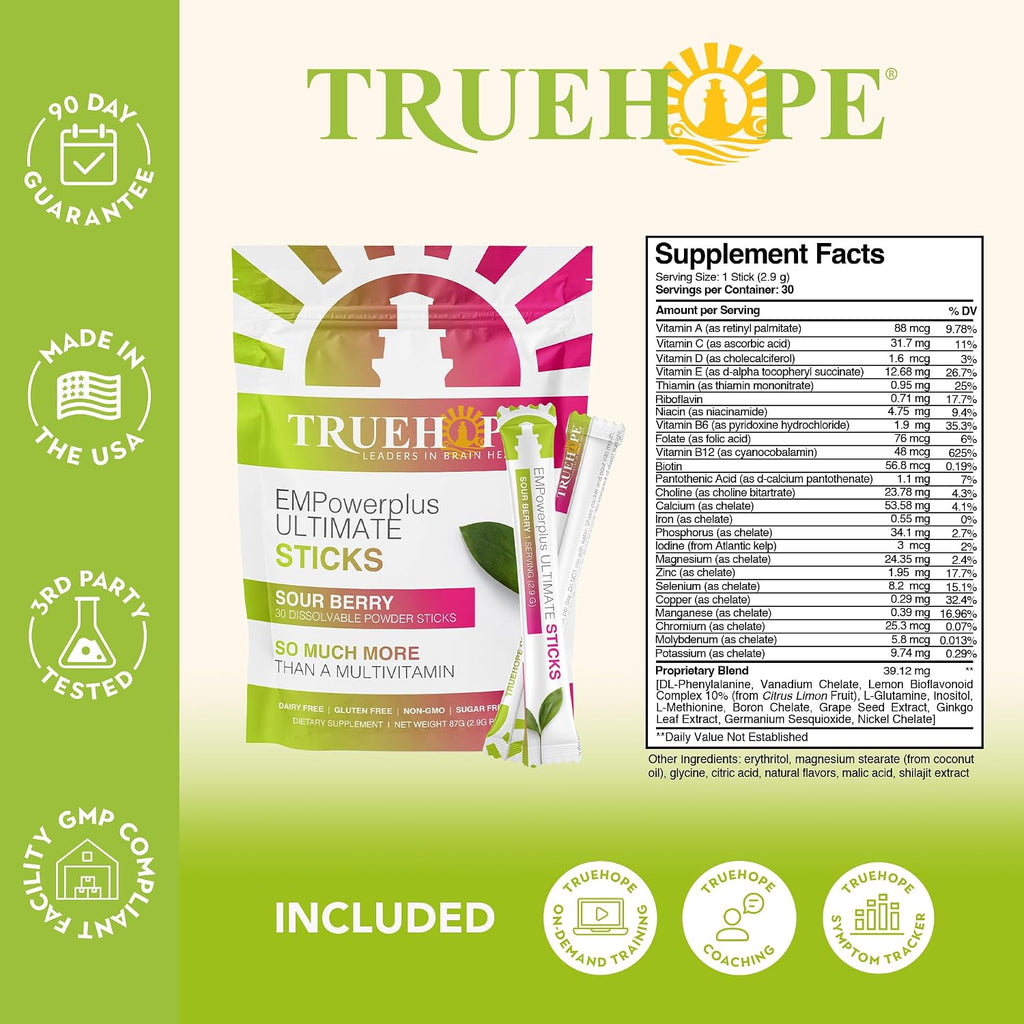 Truehope EMPowerplus Ultimate Multivitamin Nootropic Pouches con Inositol - 30 Sobres (Sour Berry)