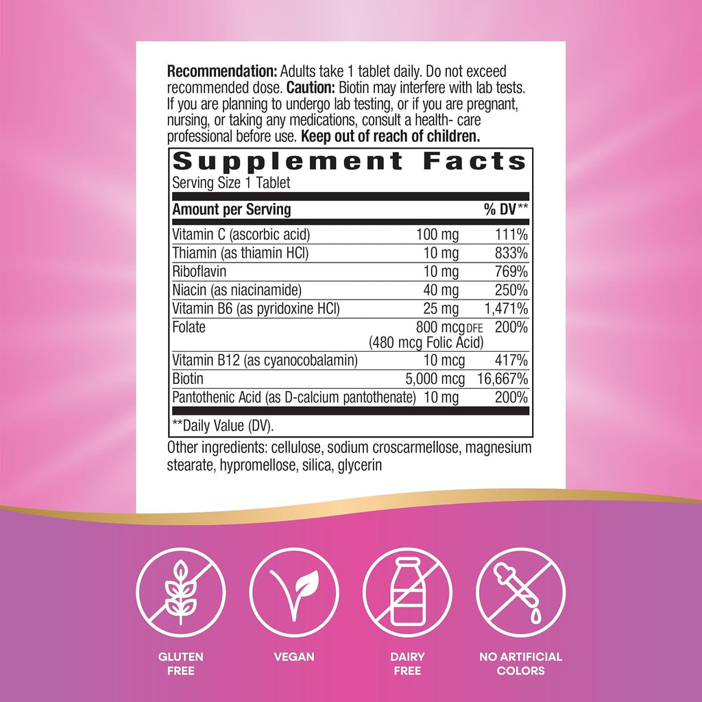 Nature's Way Biotina Forte de Alta Potencia 5000 mcg - 60 Comprimidos Veganos
