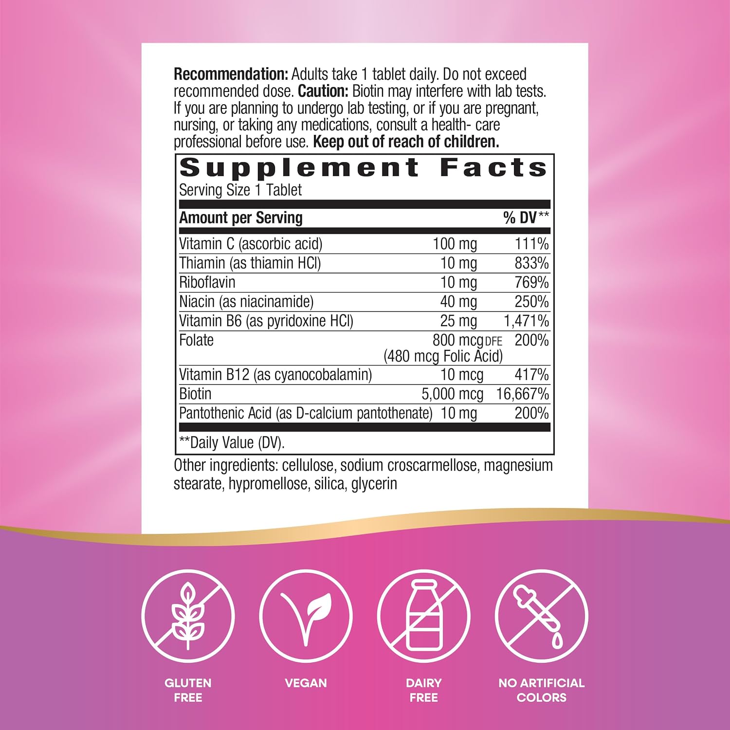 Nature's Way Biotina Forte de Alta Potencia 5000 mcg - 60 Comprimidos Veganos