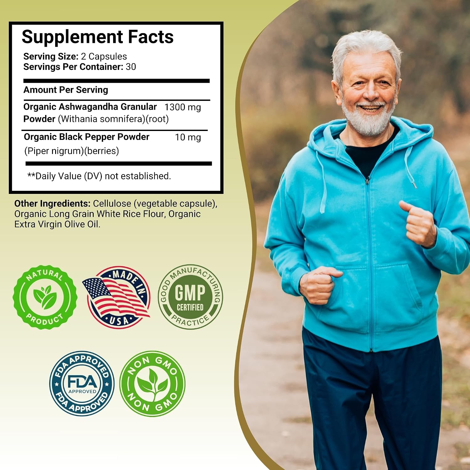 Right Health Nutra Ashwagandha Cápsulas - 1300mg por Dosis con Pimienta Negra - 60 Cápsulas
