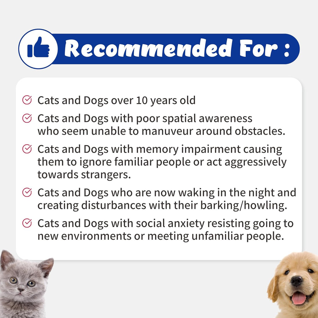 Recogry Líquido Apoyo Cognitivo para Perros y Gatos con Astaxantina, Fosfatidilserina, Alfa-GPC y DHA (90 ml)