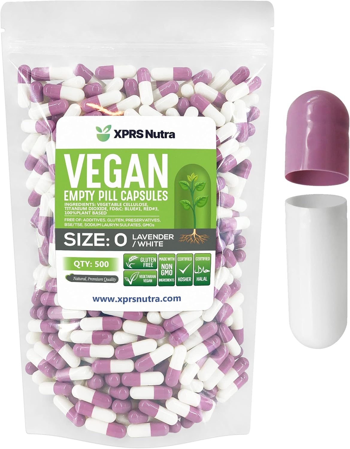 XPRS Nutra Cápsulas Vacías Tamaño 0 - 1000 uds - Cápsulas Veganas para DIY (Multicolor)