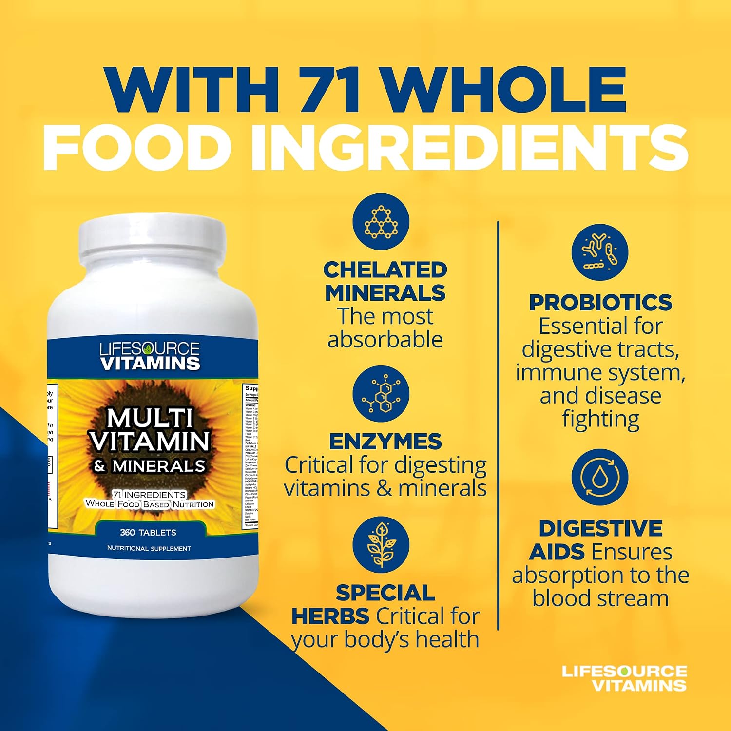 LifeSource Vitamins Multivitamínico y Minerales de Alimentos Integrales, 360 tabletas
