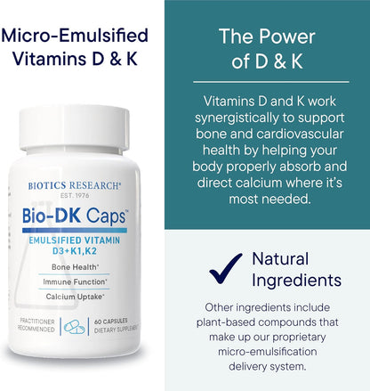 BIOTICS RESEARCH Bio-DK Caps – Vitamina D3 y – Vitamina D3: Contribuye a la absorción y utilización normal del – Image 7