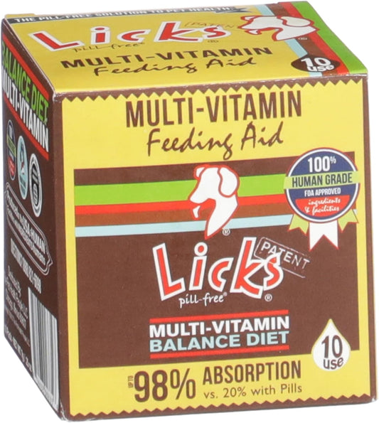 Licks Multi-Vitamin - Apoyo Nutricional Diario para Cachorros, Adultos y Seniors - Multivitamínico Canino con Calcio, Vitaminas A, D, E y B12 - Sobres en Gel Sin Pastillas - 10 Sobres