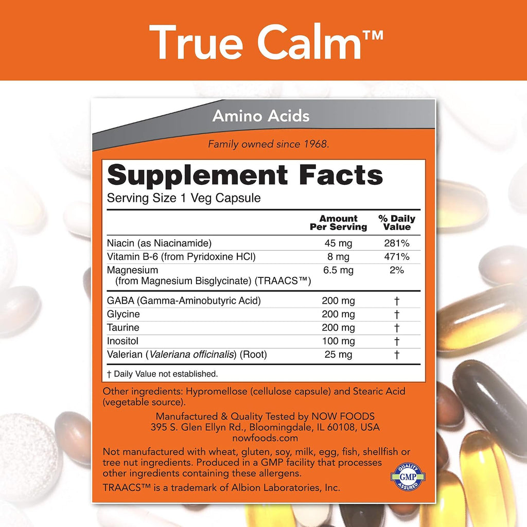NOW Foods True Calm 90 cápsulas (Paquete de 4)