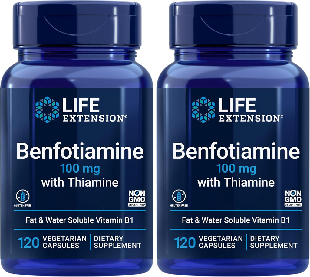 Life Extension Benfotiamina con Tiamina, 100 mg, 120 Cápsulas Vegetales