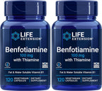 Life Extension Benfotiamina con Tiamina, 100 mg, 120 Cápsulas Vegetales