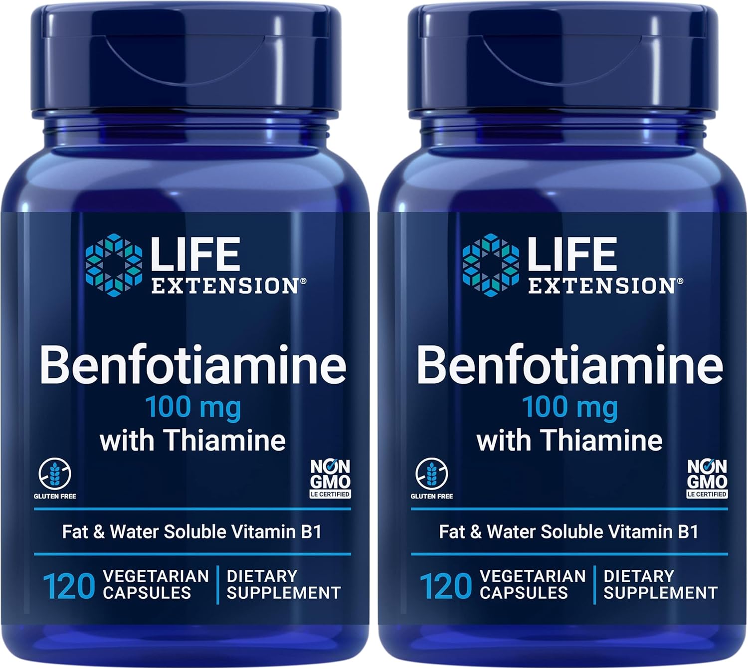 Life Extension Benfotiamina con Tiamina, 100 mg, 120 Cápsulas Vegetales