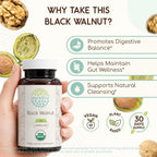 HerbEra Black Walnut 500 mg | Cápsulas Veganas Orgánicas USDA | Apoyo Digestivo y Antioxidante