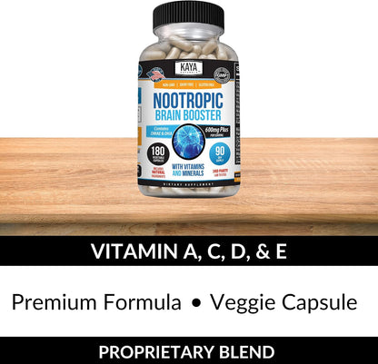 Kaya Naturals - Nootropic Brain Booster - Potenciador Cognitivo para Memoria y Concentración - 180 Cápsulas – Image 5