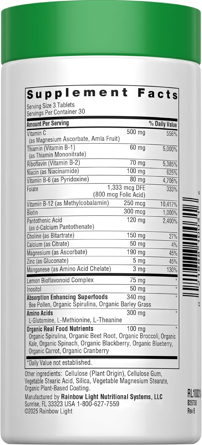 Rainbow Light - Complete B Complex, 90 Tablets, Food-Based, Energy