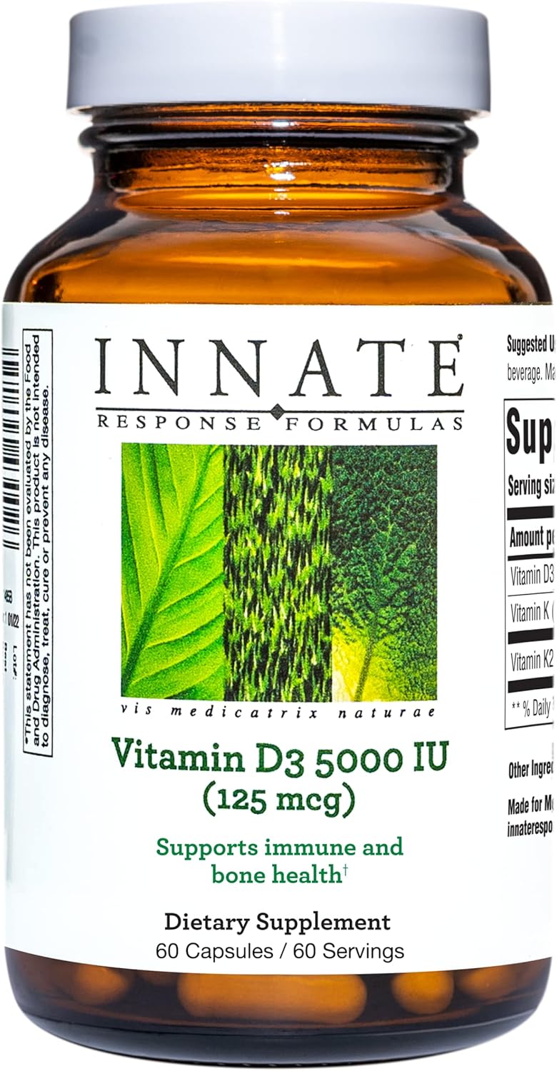 INNATE Response Formulas Vitamina D3 5000 UI con K2 y K1 – 60 Cápsulas Vegetarianas
