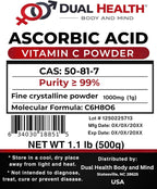 Pure Ascorbic Acid Powder 500g - High Potency Vitamin C