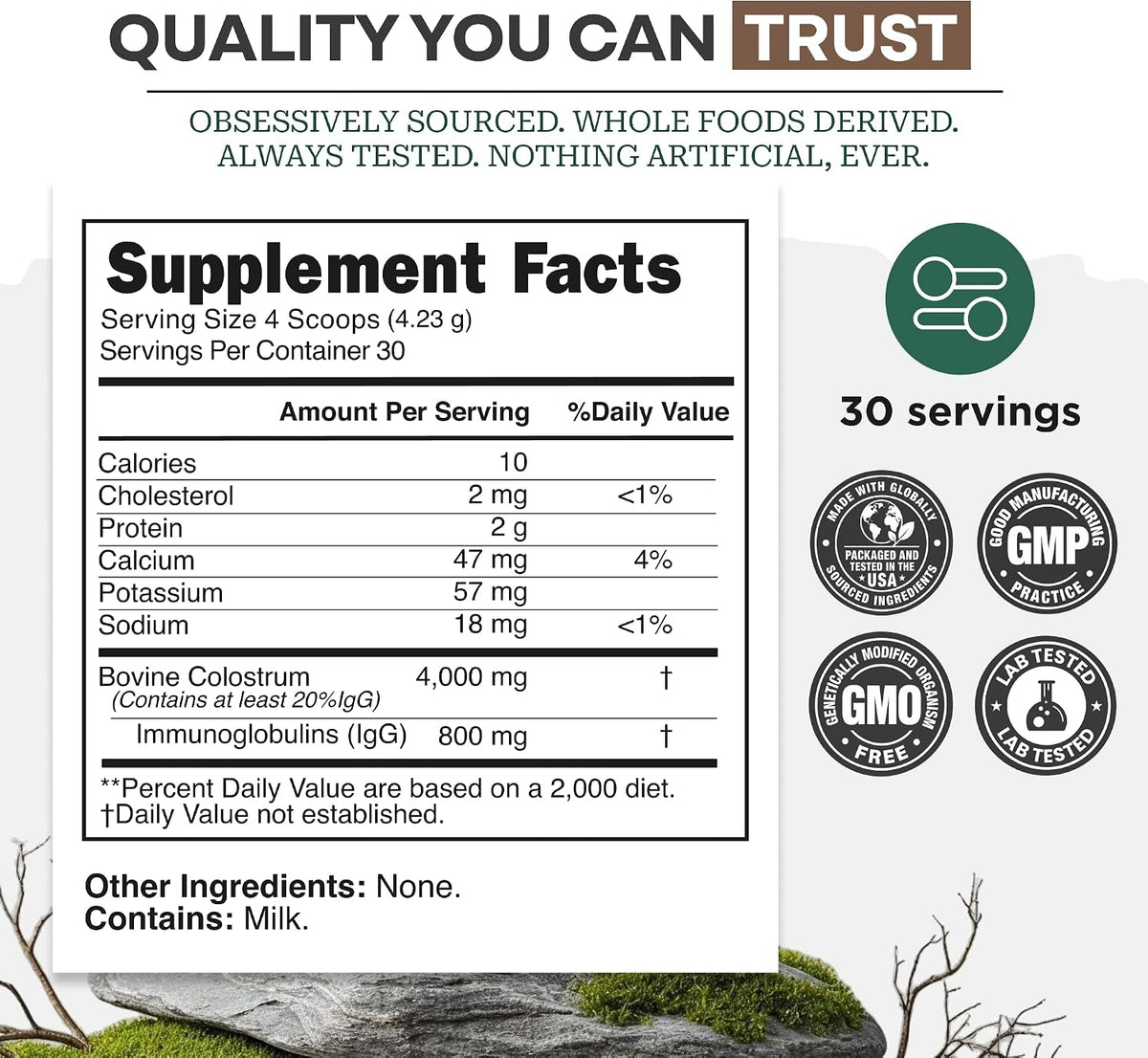 Suplemento de Calostro Bovino en Polvo sin Sabor – 120g (60 porciones) – Wild Foods – Image 5