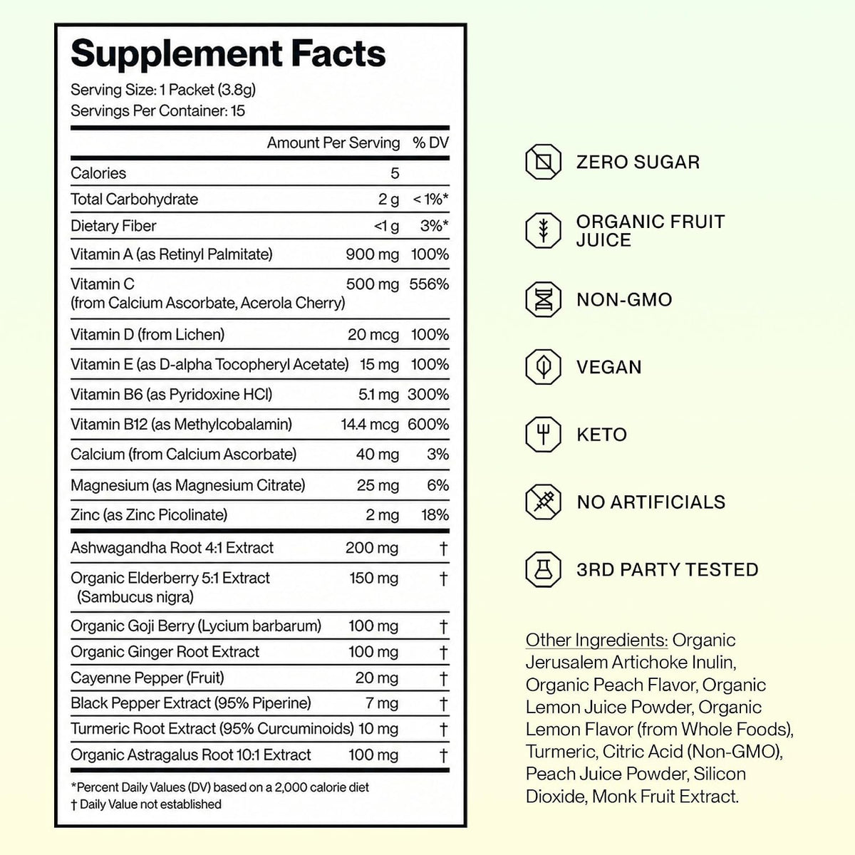 Feel Goods Immunity+ - Mezcla de apoyo inmunológico con vitamina C, hierbas orgánicas y adaptógenos - 15 sobres sabor – Image 4