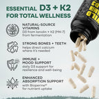 Wild Foods Vitamina D3 + K2 (100 mcg MK-7) con Extracto de Pimienta Negra | 5000 UI | 60 Cápsulas Veganas