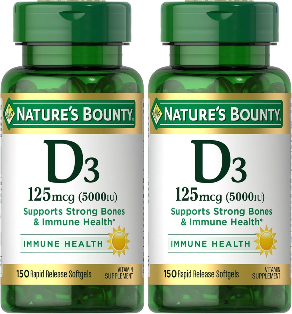 Nature's Bounty Vitamina D3 5000 IU Cápsulas Blandas de Liberación Rápida, 150 Unidades