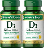 Nature's Bounty Vitamina D3 5000 IU Cápsulas Blandas de Liberación Rápida, 150 Unidades