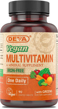 DEVA Multivitamínico Vegano Sin Hierro con Alimentos Verdes - 90 Comprimidos