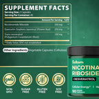 Satoomi NAD+ Suplemento con Nicotinamida Ribósido, Resveratrol, Quercetina - 90 Cápsulas