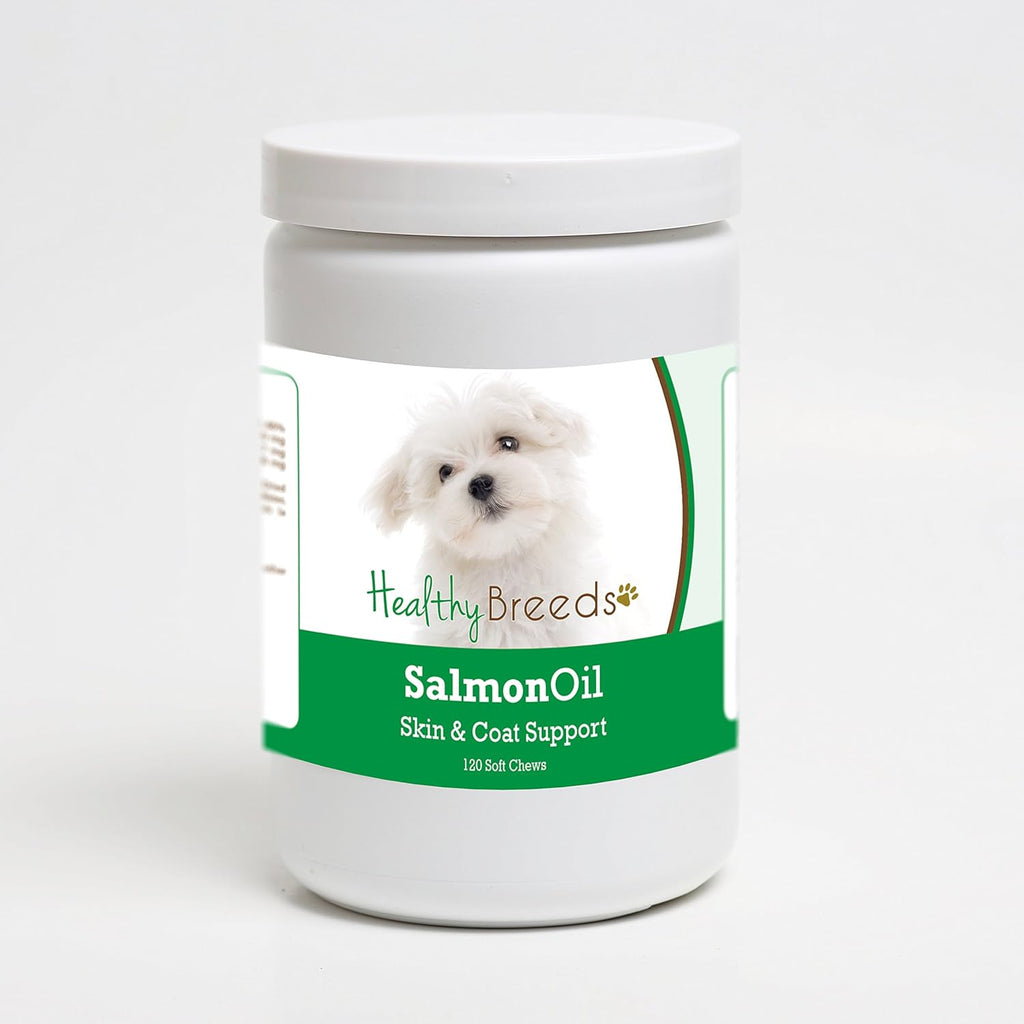 Healthy Breeds Maltese Aceite de Salmón Masticables Blandos para Perros, 120 unidades