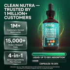 Clean Nutra Organic Sea Moss Drops - Multimineral Líquido con Ashwagandha y Aceite de Nigella
