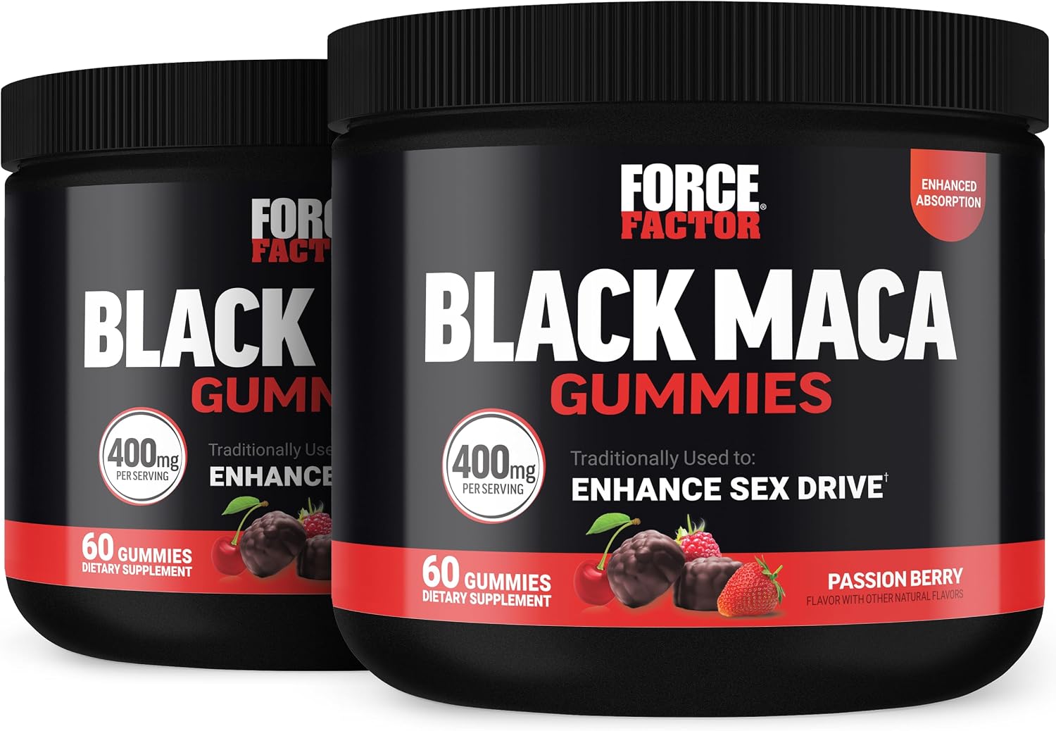 Force Factor Black Maca Gummies - 120 Gominolas de Maca Negra con BioPerine y Selenio