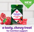 Vitafusion Soft Chews Daily Wellness Multi - Multivitamínico Masticable para Adultos, Envueltos Individualmente, Sabor Berry Fusion, 30 Chews (30 Días)