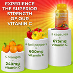 Whole Food Vitamin C Complex - 1450mg Bayas Ecológicas - 675 mg Vitamina C por Dosis, Alto Poder Antioxidante e Inmunológico con Acerola, Amla y Bioflavonoides Naturales - Vegano, No Transgénico, 120 Unidades