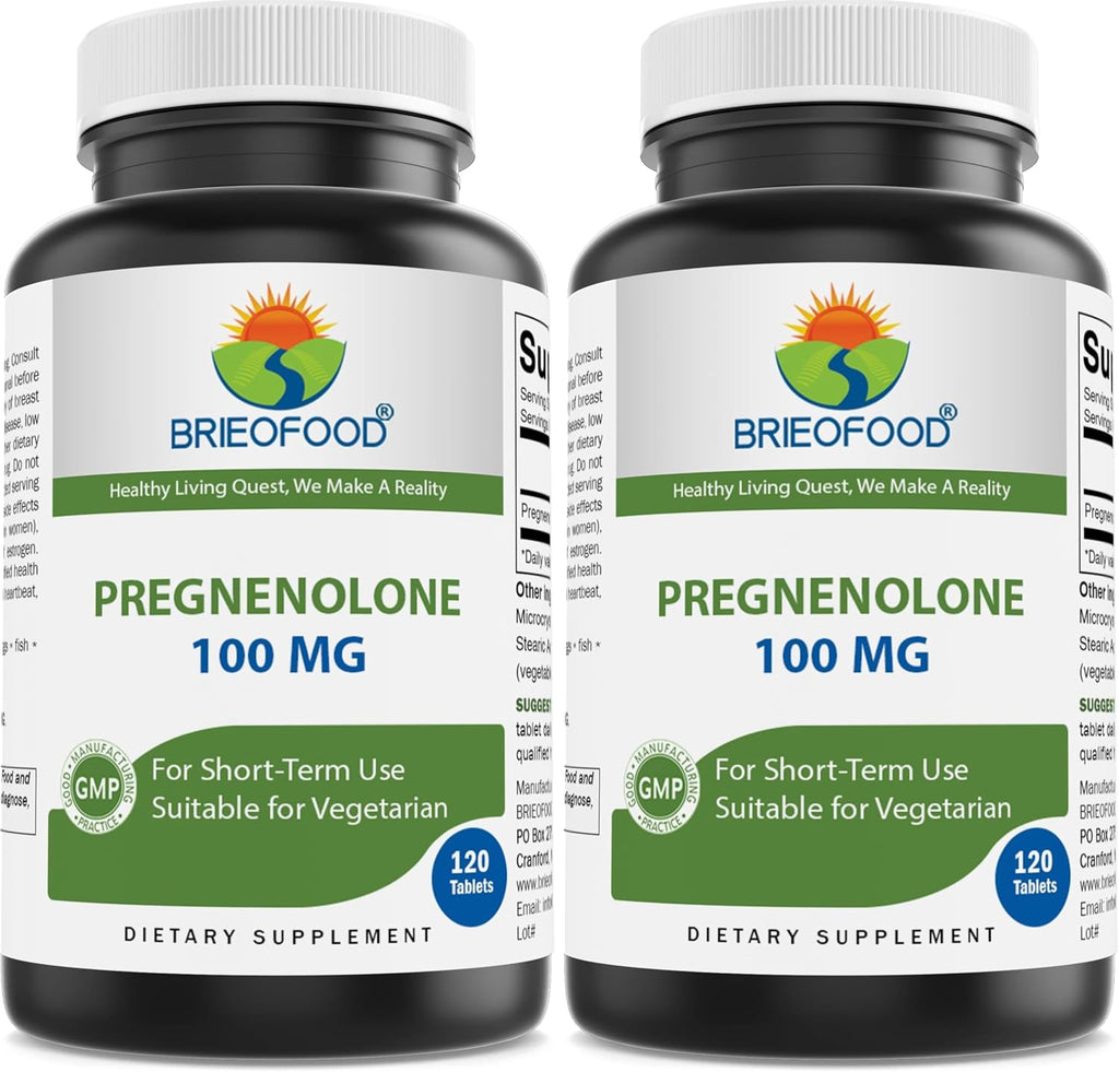 Brieofood Pregnenolona 100 mg, 120 Comprimidos - Complemento para el Equilibrio Hormonal