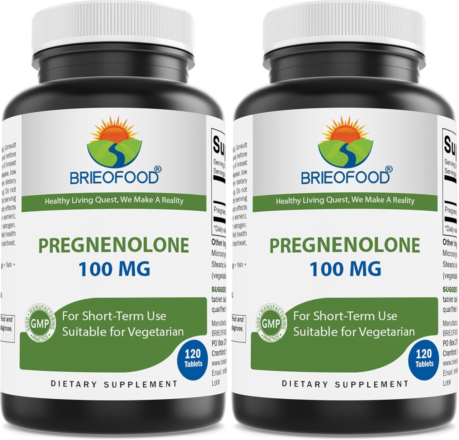 Brieofood Pregnenolona 100 mg, 120 Comprimidos - Complemento para el Equilibrio Hormonal