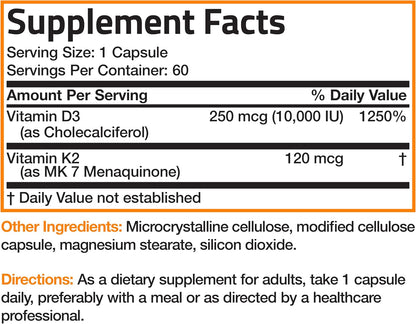 Bronson Vitamina K2 (MK-7) con D3 Extra – La vitamina K contribuye a la coagulación sanguínea normal y al – Image 8