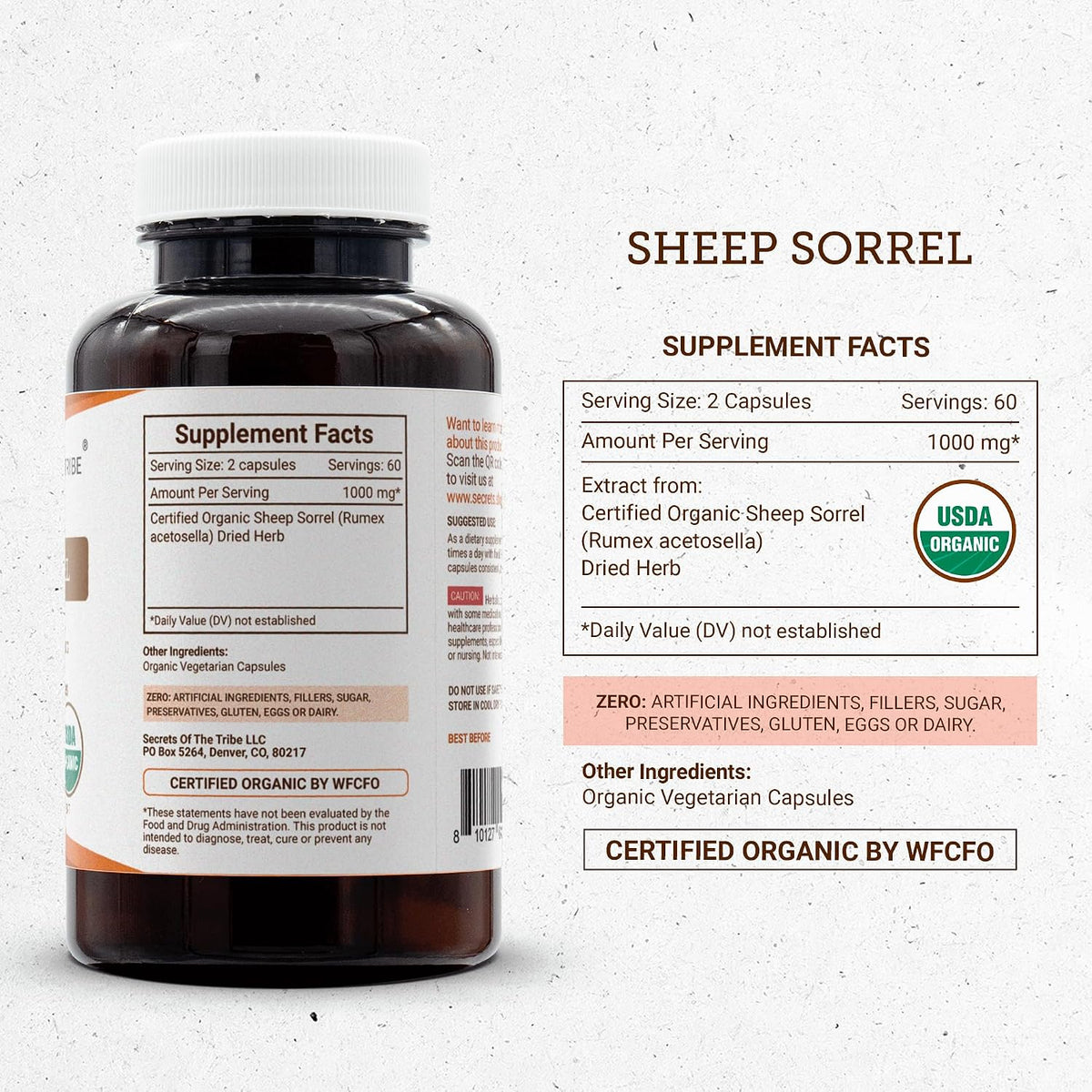 Secrets of the Tribe Sheep Sorrel 120 Cápsulas - Orgánico USDA, Salud Digestiva – Image 4