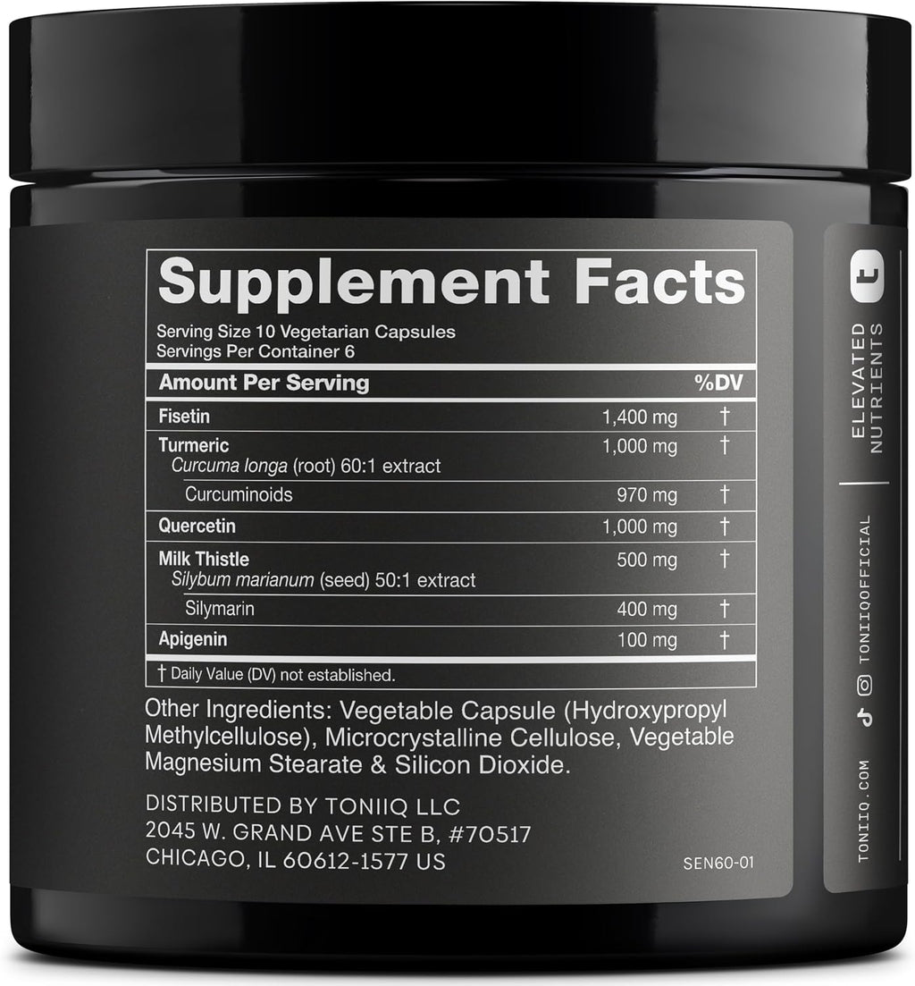 Fisetin Supplement – Senolítico Ultra Alta Potencia 4,000mg con Quercetina, Curcumina 97%, Apigenina y Cardo Mariano – 3 Meses de Suministro