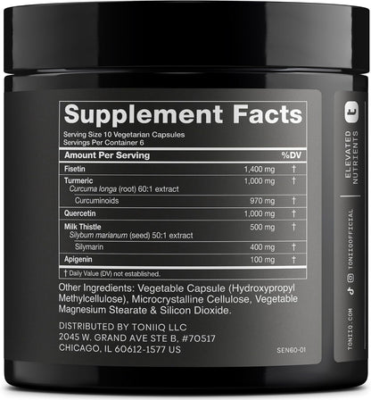 Fisetin Supplement – Senolítico Ultra Alta – Quercetina (1.000 mg): La quercetina contribuye a la protección de – Image 2