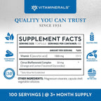 Vitaminerals C-MAX | Vitamina C 1000 mg con Bioflavonoides Cítricos | 100 Cápsulas Vegetales