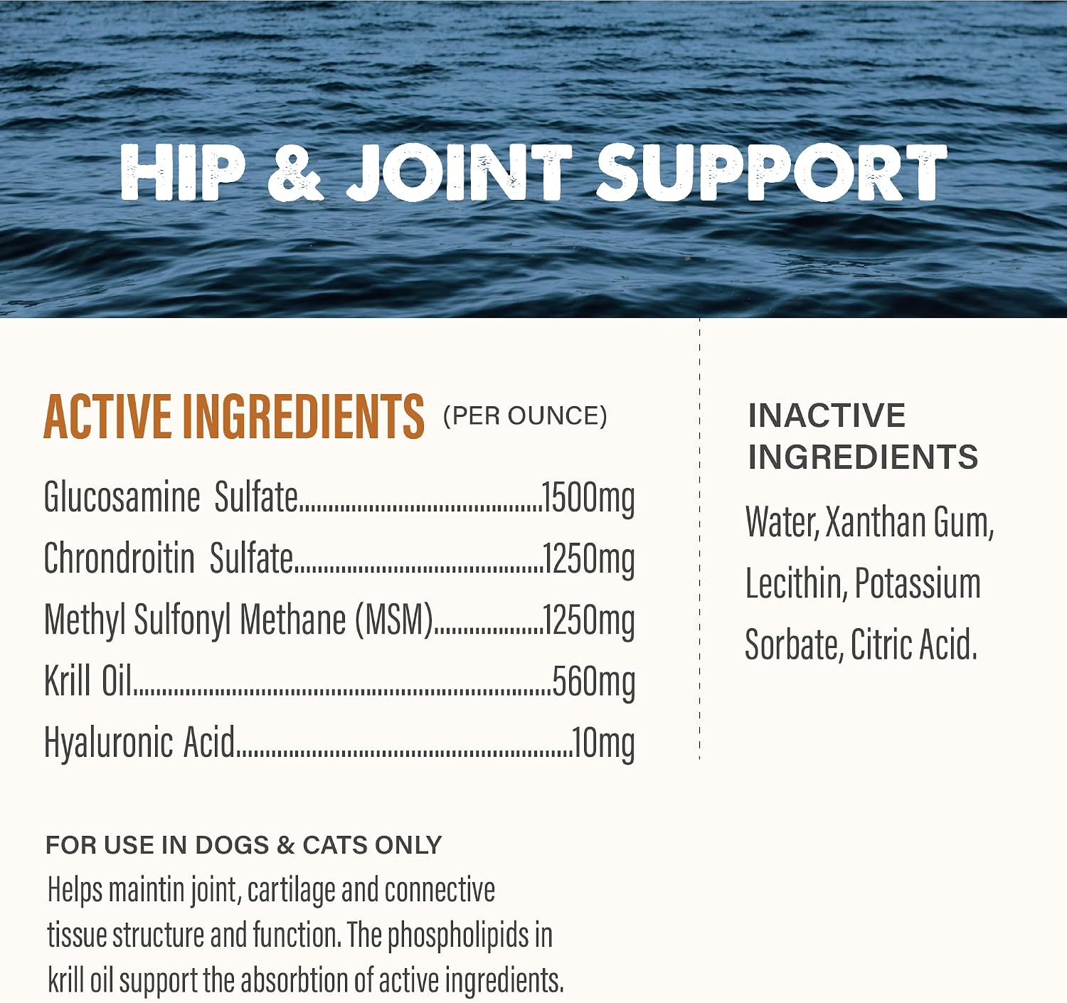 GRIZZLY PET PRODUCTS Joint Aid Liquid - Suplemento Articular para Perros y Gatos - 473 ml