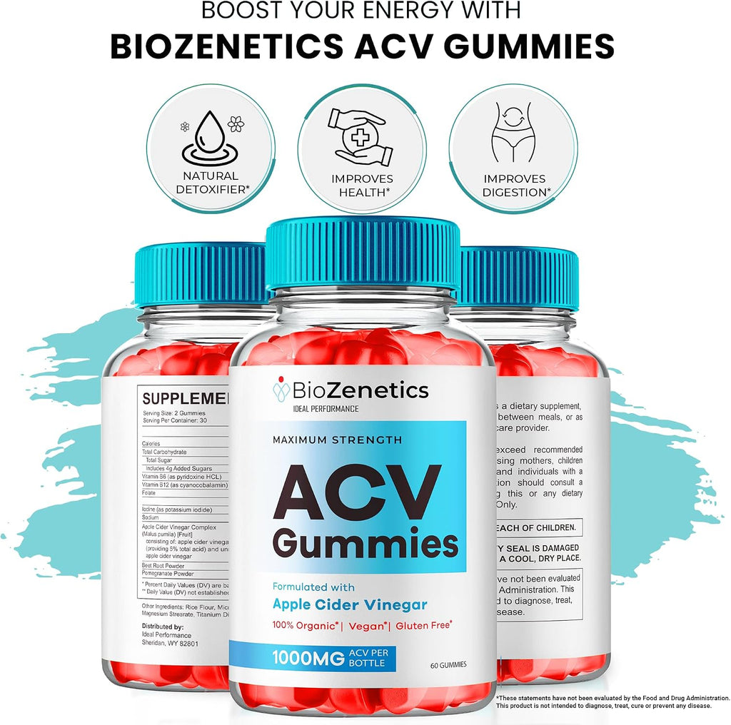 BioZenetics Gummies Keto ACV - Suplemento en Gomitas, Máxima Potencia, 2 Paquetes